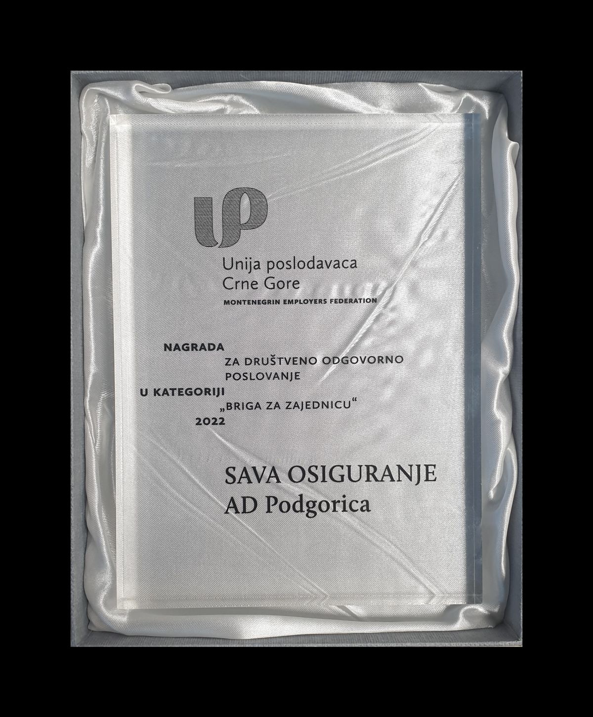 Nagrada za društveno odgovorno poslovanje, u oblasti Briga za zajednicu (za srednja preduzeća) - Sava osiguranje AD Podgorica